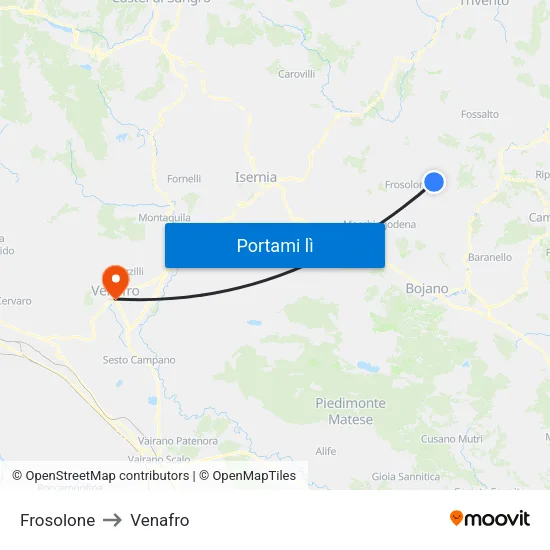 Frosolone to Venafro map
