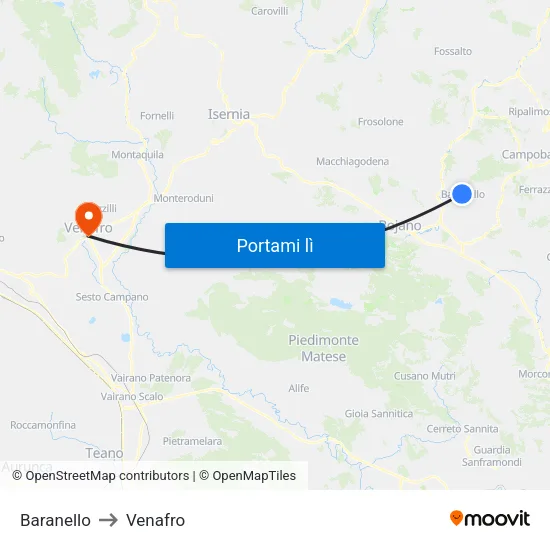 Baranello to Venafro map