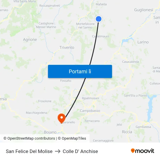 San Felice Del Molise to Colle D' Anchise map