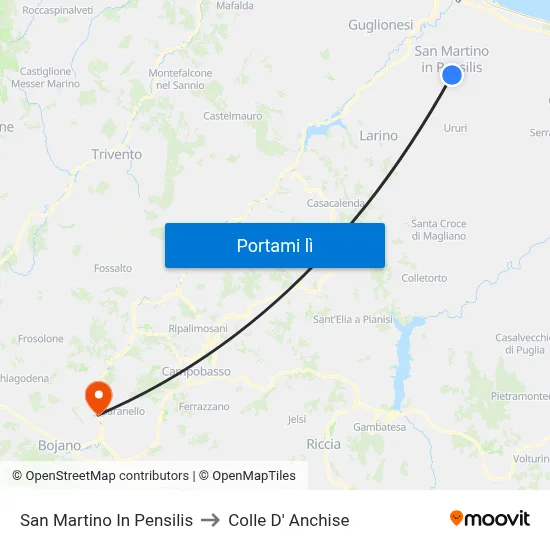 San Martino In Pensilis to Colle D' Anchise map