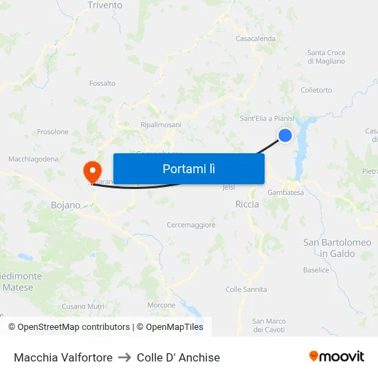 Macchia Valfortore to Colle D' Anchise map