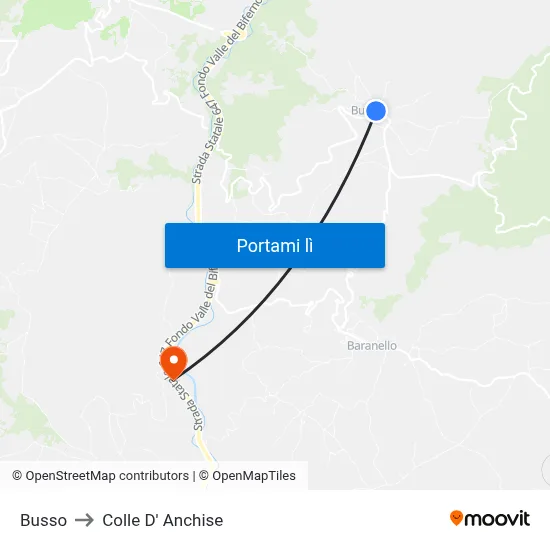 Busso to Colle D' Anchise map