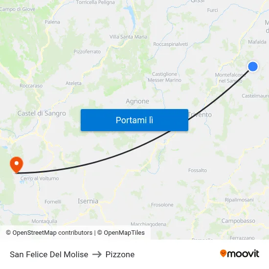 San Felice Del Molise to Pizzone map
