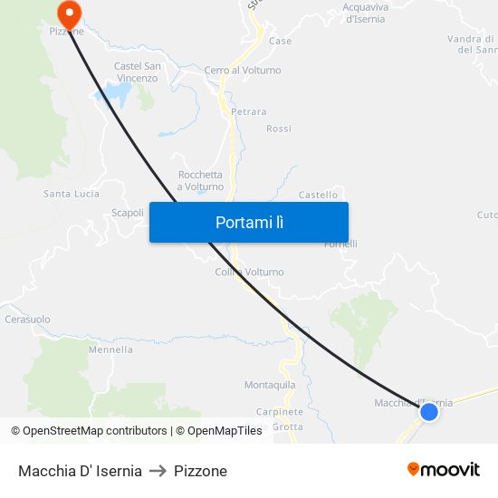 Macchia D' Isernia to Pizzone map