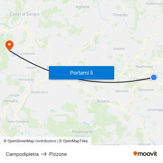 Campodipietra to Pizzone map