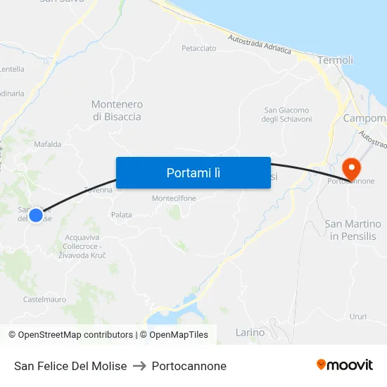 San Felice Del Molise to Portocannone map