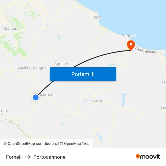 Fornelli to Portocannone map