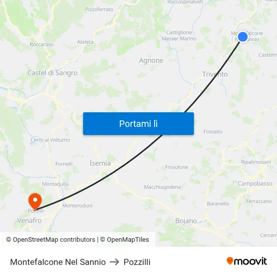 Montefalcone Nel Sannio to Pozzilli map