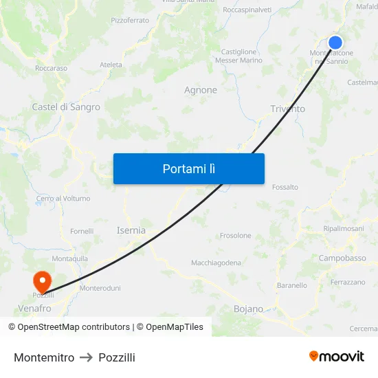 Montemitro to Pozzilli map