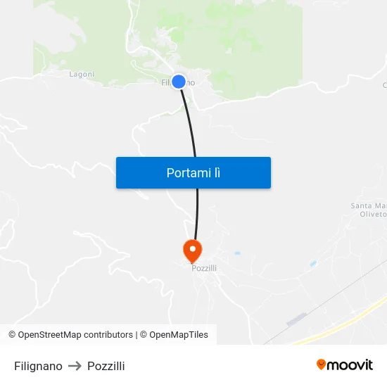 Filignano to Pozzilli map