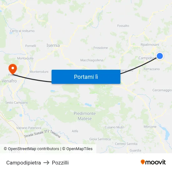 Campodipietra to Pozzilli map