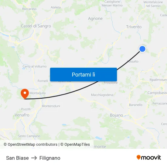 San Biase to Filignano map