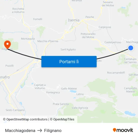 Macchiagodena to Filignano map