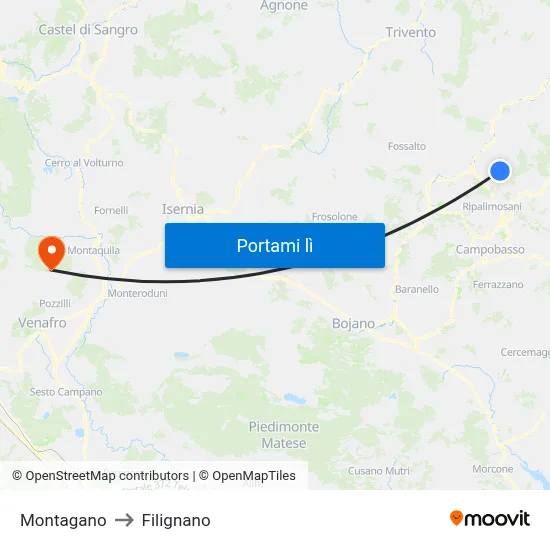 Montagano to Filignano map
