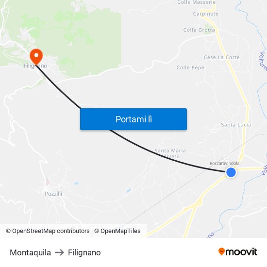 Montaquila to Filignano map