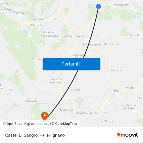 Castel Di Sangro to Filignano map