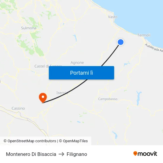 Montenero Di Bisaccia to Filignano map