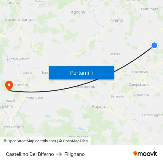 Castellino Del Biferno to Filignano map