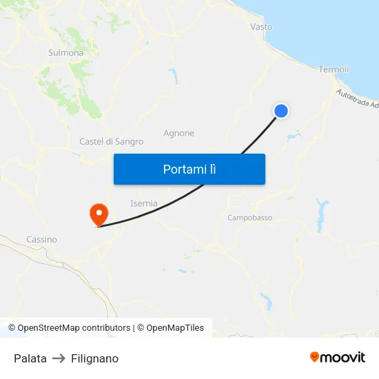 Palata to Filignano map