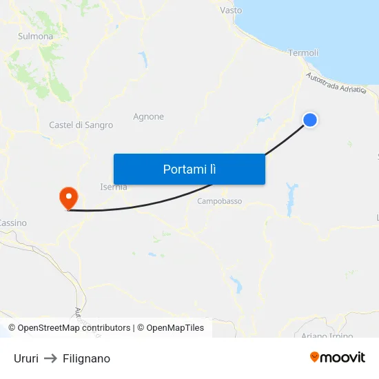 Ururi to Filignano map