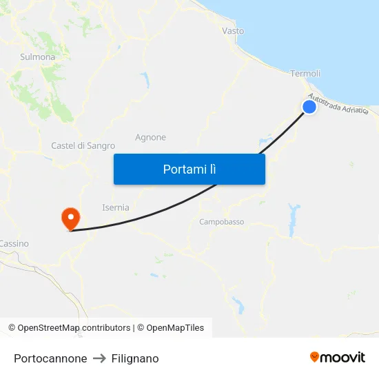 Portocannone to Filignano map