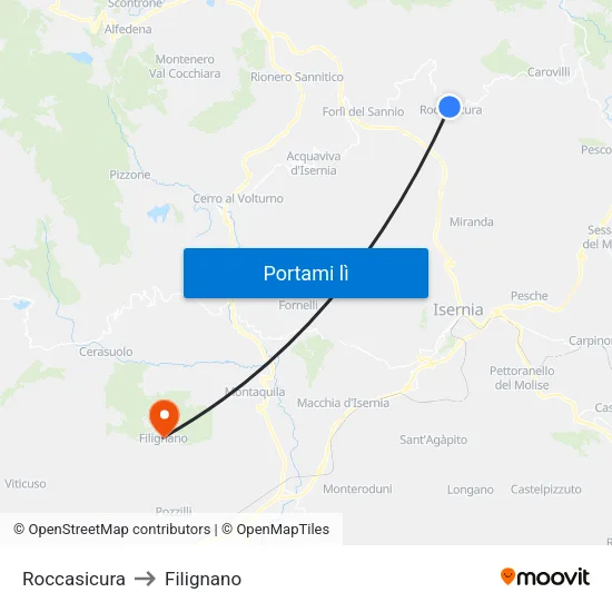 Roccasicura to Filignano map