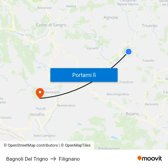 Bagnoli Del Trigno to Filignano map