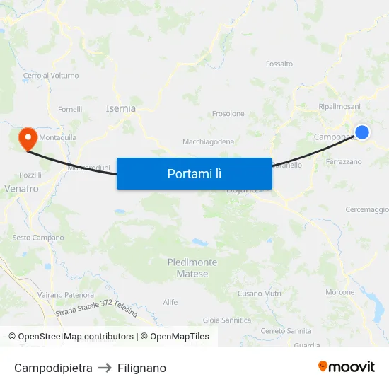Campodipietra to Filignano map