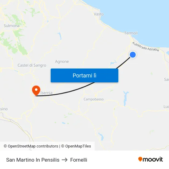 San Martino In Pensilis to Fornelli map