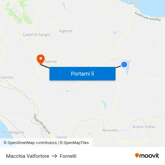 Macchia Valfortore to Fornelli map