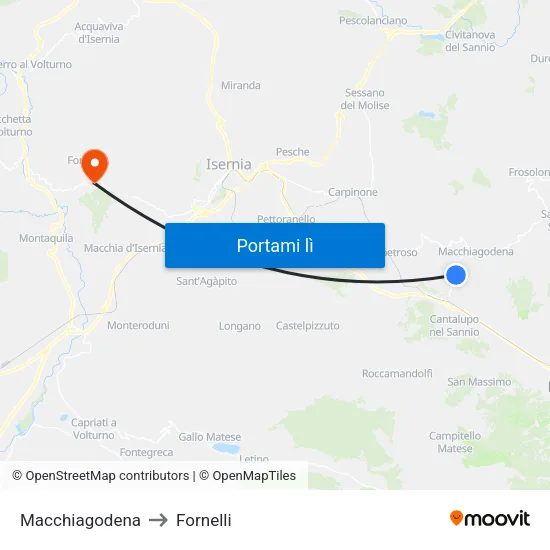 Macchiagodena to Fornelli map