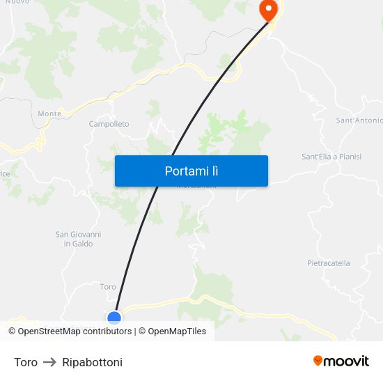 Toro to Ripabottoni map