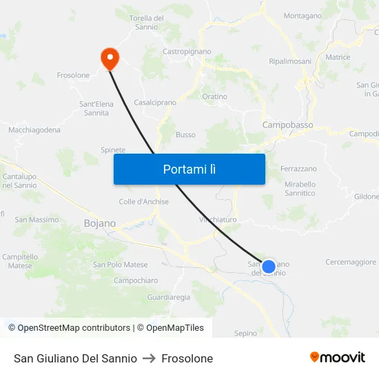 San Giuliano Del Sannio to Frosolone map