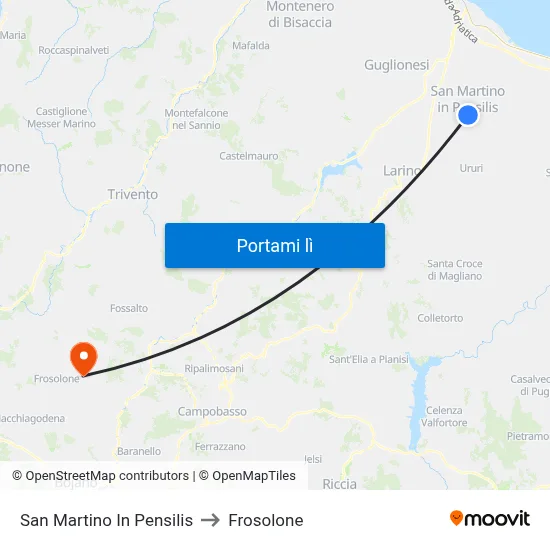 San Martino In Pensilis to Frosolone map