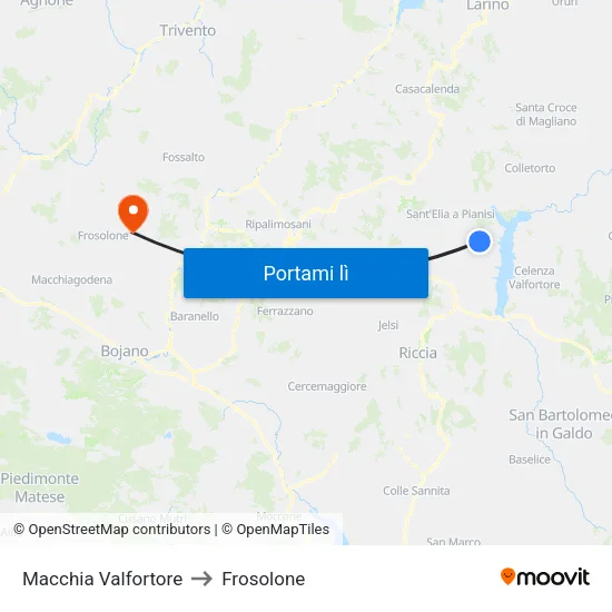Macchia Valfortore to Frosolone map