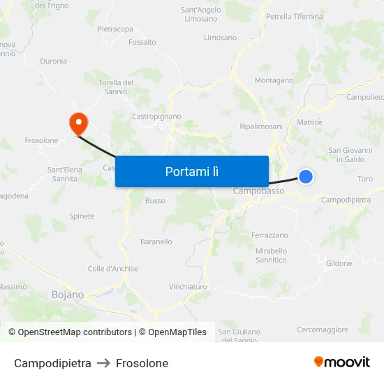 Campodipietra to Frosolone map