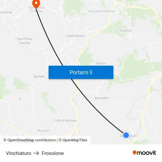 Vinchiaturo to Frosolone map