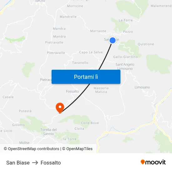 San Biase to Fossalto map