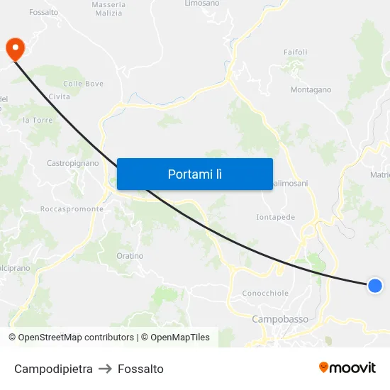 Campodipietra to Fossalto map
