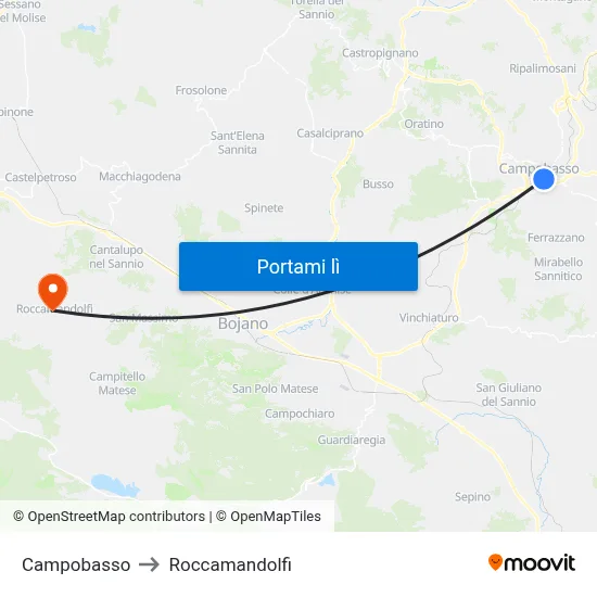 Campobasso to Roccamandolfi map