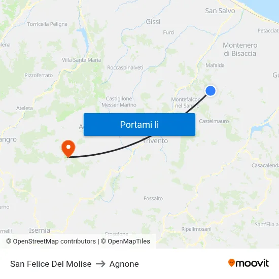 San Felice Del Molise to Agnone map