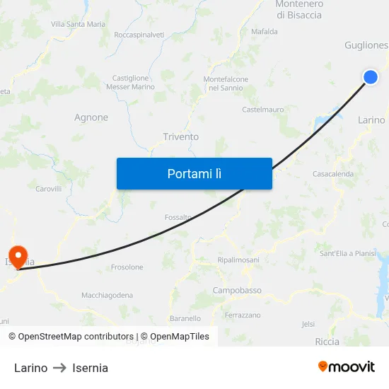 Larino to Isernia map