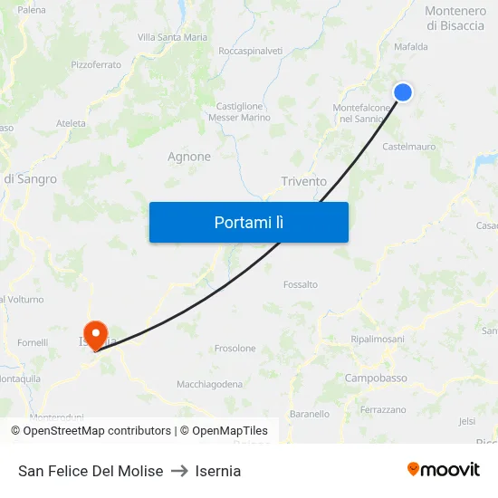 San Felice Del Molise to Isernia map