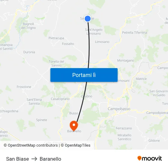 San Biase to Baranello map