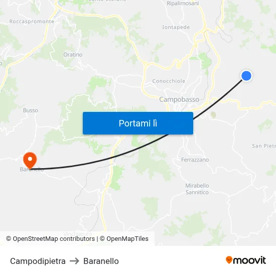 Campodipietra to Baranello map
