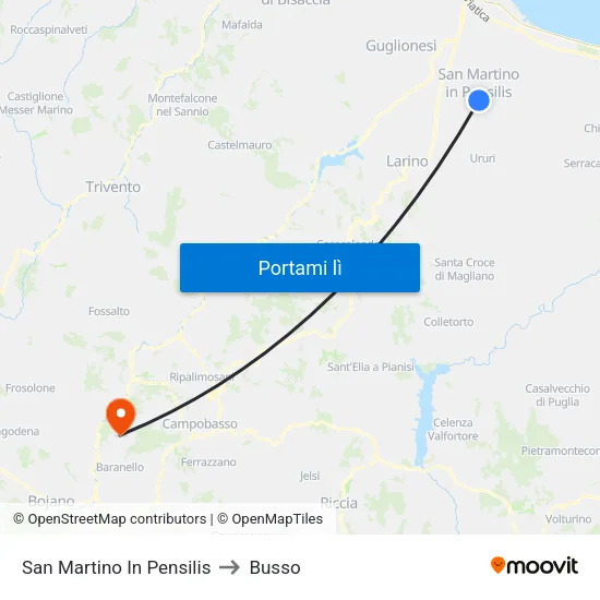 San Martino In Pensilis to Busso map