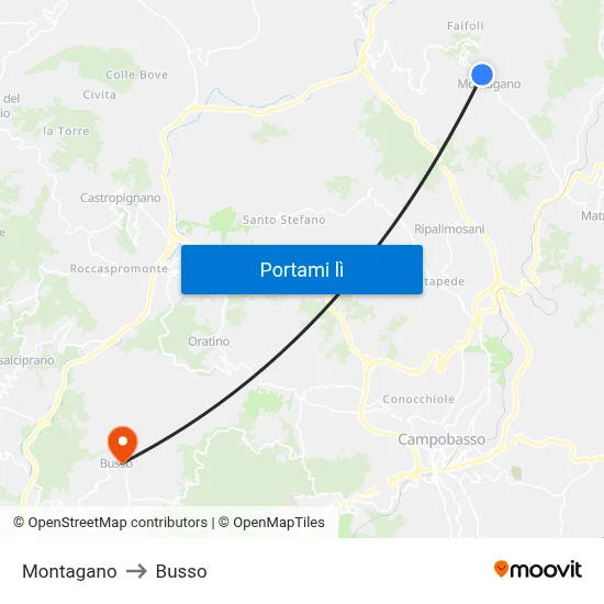 Montagano to Busso map