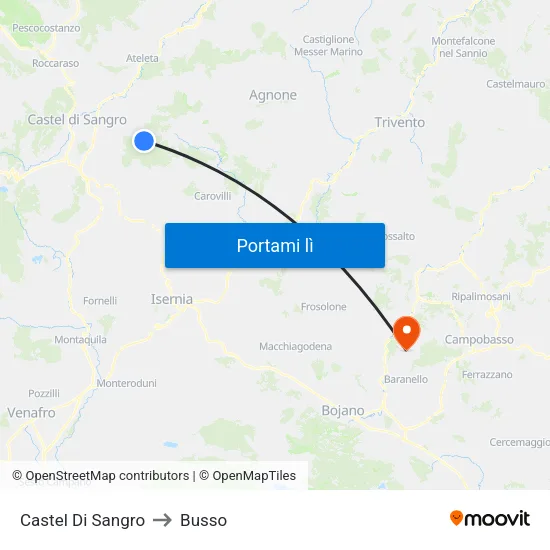 Castel Di Sangro to Busso map