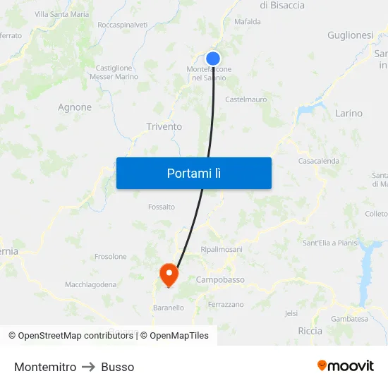 Montemitro to Busso map