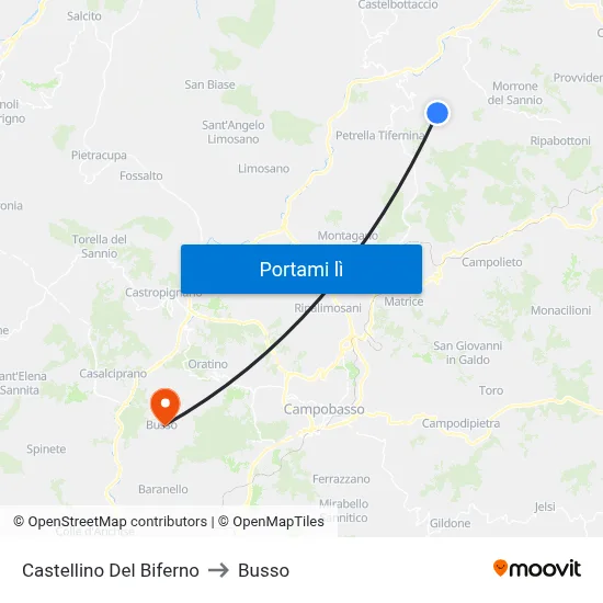Castellino Del Biferno to Busso map